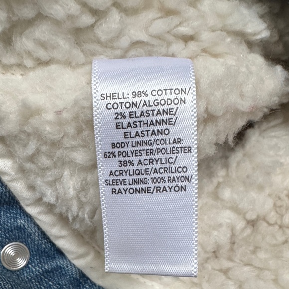 🎉2X HP🎉 Loft Jean Jacket with Sherpa Lining 💗 Blue & Ivory - Picture 15 of 15
